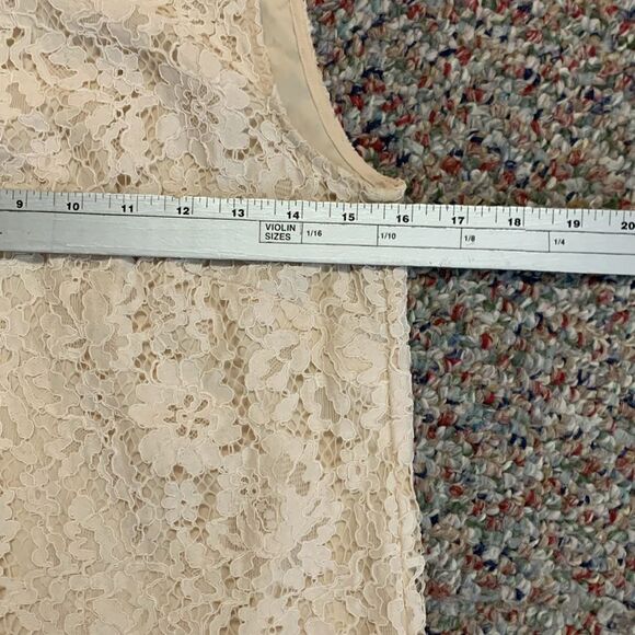 J. Crew Cream Lace Keyhole Ruffle Neck Sleeveless Blouse Size XS - Picture 8 of 14